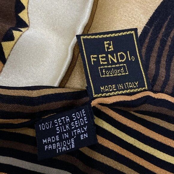 Auth FENDI Beige Brown Multi Scarf - Picture 2 of 6